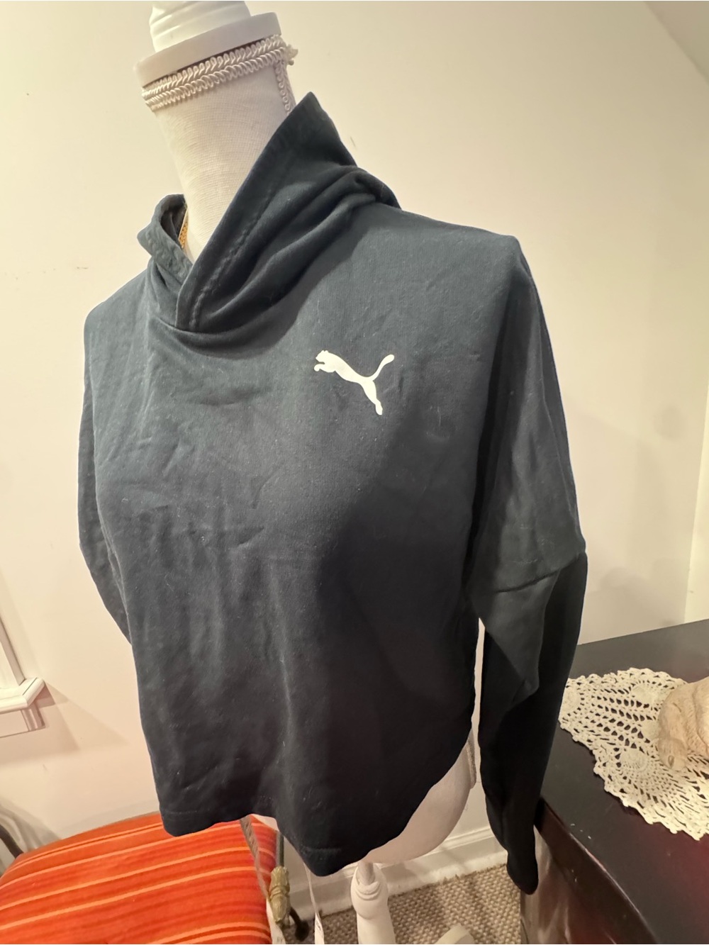 Puma Black Hoodie with White Puma Logo - Picture 3 of 11